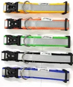 Reflective Dog Collar 1" for Street Dogs | Durable in All Weather, Adjustable, Soft and Easy to Put on Dogs| Pack of 5 pcs | Color- Multicolor