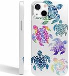 AOSSXIN Sea Turtles Case for iPhone 14,Cute Ocean Creatures Case for Men Women,Smooth Tough PC Full Cover Case for iPhone 14