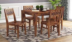 Ramdoot Furniture Wooden Dining Table 4 Seater | Four Seater Dinning Table with 4 Chairs for Home | Dining Room Sets for Restraunts | Sheesham Wood, Dark Honey