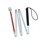 Aluminum Mobility Folding White Cane for Vision Impaired and Blind People (Folds Down 6 Sections) (155cm (61inch), Black Handle)