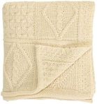 The Wool Company Chunky Aran Knit Throw Ecru - Warm and Cosy Perfect for Use on the Sofa or Bed - Made in England