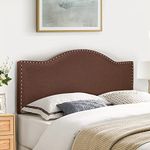 Catalina Headboards for Queen Size Bed, Upholstered Nail Head Bed Headboard, 12 Adjustable Positions Queen Headboard Only, Wall Mounted Headboard, Bed Backboard Linen Fabric Head Board - Espresso