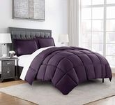 Chezmoi Collection 3-Piece Down Alternative Comforter Set - Lightweight All Seasons Luxurious Brushed Microfiber Comforter (Queen, Dark Purple)