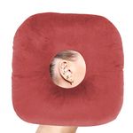 coceyese Ear Piercing Pillow for Side Sleepers with Ear Hole, Donut Pillow for CNH and Ear Pain Ear Inflammation Pressure Sores, Ear Guard Pillow (Deep Red)