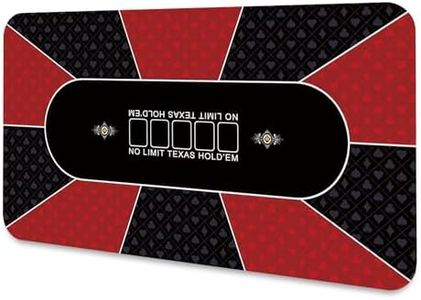 LaiEr Poker Mat 10 Players Texas Hold'em Rubber Mat Poker Top Mat for Table Foldable Movable Poker Table Arrangement for Poker Games Blackjack Casino (160 x 80 x 0.2 cm, Red)