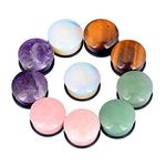 Longbeauty 10Pcs Mixed Stone Ear Gauges Plugs with O-Ring Single Flared Tunnels Expander Stretcher Piercing, Stone