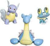 Pokémon Battle Figure, Water-Type Theme 3 Pack with Froakie, Wartortle, Lapras - 4.5-inch Froakie Figure, 3-inch Wartortle Figure, 2-inch Froakie - Toys for Kids - Perfect Toy for All Fans, PKW2550