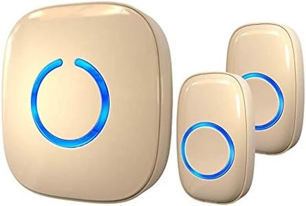 SadoTech Wireless Doorbells for Home, Apartments, Businesses, Classrooms, etc. - 2 Door Bell Ringer & 1 Plug-In Chime Receiver, Battery Operated, Easy-to-Use, Wireless Doorbell w/LED Flash, Beige