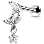 Melighting 16G Helix Earrings Upper Ear Cartilage Earrings Stainless Steel 316L Tragus Piercing Jewelry Clear CZ Conch Piercing Jewelry Earrings Studs for Women Body Piercing Jewelry, Stainless Steel,