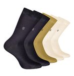 FOOTPRINTS Organic Cotton Bamboo Men's Formal Calf Length Socks (Pack Of 5 Pairs) -Navy, Blue