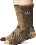 Columbia Men's 4 Pack Mid-Calf Moisture Control Ribbed Crew Socks, Khaki/Brown, 10-13