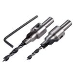 KATUR 2PCS Tapered Drill and Countersink Drill Bit Screw Pilot Hole with Three-Order Three-Pointed Taper Drill Carpentry Reamer Wood Drill Bit Woodworking Chamfer Counter Bit 4mm/5mm