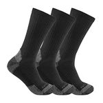 Carhartt Men's Midweight Cotton Blend Sock 3 Pack, Black, X-Large