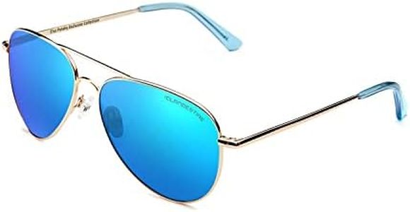 CLANDESTINE - Gafas de Sol Unisex - Modelo Pilot by Elsa Pataky - Color Dorado - Lentes de Nylon de Color Azul con Filtro HD y Efecto Espejo - Protección UV 400-144 x 51 mm