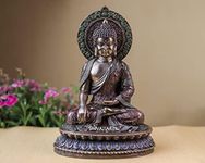 SHIVAJI ARTS Shakyamuni Buddha Statue, 27 cm - Bronze Finish Earth Witness Buddha Idol