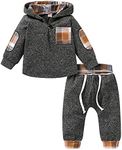 Kids Infant Toddler Baby Boys Girls Hoodie Outfit Plaid Pocket Sweatshirt Jackets Shirt+Pants Brother Sister Clothes Set - Beige - 18 - 24 Months