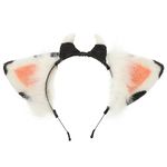 Lurrose Plush Cow Headband Cute Bull Horns Ear Headband Christmas Festival Theme Cosplay Costume Headdress for Festival Performance Party Favors Black White