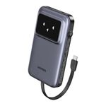 UGREEN Uno 10000mAh Power Bank with Built-in USB-C Cable, Portable Charger PD 30W Fast Charging Battery Pack with TFT Display for iPhone 16 Series/Galaxy S24/Pixel 7Pro/iPad and More