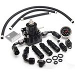 YESHMA EFI Fuel Pressure Regulator Kit 0-100psi with Gauge 6AN Fuel Line Fitting Universal Adjustable Aluminum (Black)