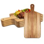 5 Pieces Acacia Wood Cutting Board with Handle, Large Wooden Kitchen Chopping Board, Cooking Butcher Block Serving Boards for Pizza, Bread, Cheese, Charcuterie, Fruit, Vegetables (15.7 x 7.8 Inch)