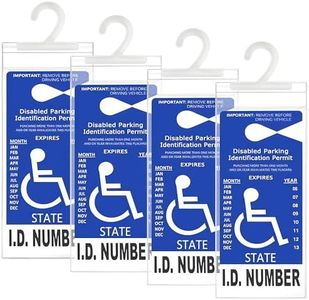 LotFancy Handicap Parking Placard Holder Cover, Disabled Parking Permit with Large Hanger for Autos, Pack of 4