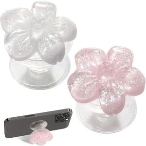 T Tersely 2Pack Cell Phone Holder for Kindle, Cute 3D Flower Shape Collapsible Stand Expandable Multi Functional Mobile Phone Grip Stand Holder for Smartphone Tablet Cell Phone Accessory