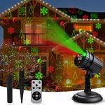 Christmas Laser Projector Lights, Christmas Decorations Lights Snow Santa Plug in Night Lights for Indoor Outdoor Xmas Holiday Party with Remote Control Timer,Red and Green