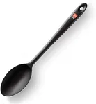 DI ORO Cooking Spoon - Solid Silicone Spoon 600°F High Heat Nonstick Cookware Safe - Kitchen Spoon for Cooking & Baking - Large Serving Spoon Utensil for Mixing & Stirring - Dishwasher Safe (Black)