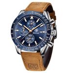 BENYAR Mens Watches/Montre Homme Chronograph Analog Quartz Waterproof Wrist Watches for Men Business Casual Sport Date Dress Watch with Brown Leather Strap Elegant Gift for Men