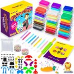 SUNCLAY Air Dry Clay - 55 Colors Modeling Clay for Kids with 80 Pages Tutorial Booklet 9 Clay Tools 5 Accessories Kids Toys Gifts Non-Toxic Molding Clay Kits for Kids Boys Girls Ages 3 4 5 6 7 8 9-12