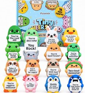 Puraesla 16PCS Tiny Cheer Squad Mini Figures Positive Animals Figurines Gifts Desktop and Decorations Inspirational Gifts for Kids and Adults, Office, Employees, Staff, Teachers, and Friends