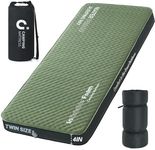 Self Inflating Sleeping Pad, 4in Ultra-Thick Foam Camping Car Mattress with Air Pump Sack, Sleeping Mat for Adults Inflatable Camping Pad Mattress, Single Cot Bed, Travel, Car, Tent, Home, Army Green