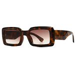 Rectangle Sunglasses for Women Men Vintage Retro 90s Rectangular Sun Glasses Leopard Frame/Faede Lens