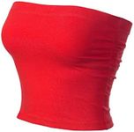 MixMatchy Women's Basic Tube Tops Built in Shelf Bra Strapless Crop Tops Bandeau Sexy 2024 Summer Outfits Ruby Red S