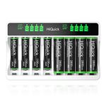 HiQuick 8 Bay Independent Smart LCD Display Ni-MH Ni-CD AA AAA Battery Charger with 4 AA 2800mAh Rechargeable Batteries & 4 AAA 1100mAh Rechargeable Batteries