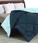 Cloth Fusion Reversible AC Comforter Single Bed Quilt Blanket for Winter (200 GSM, Navy & Light Blue)