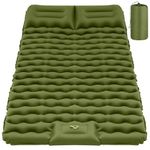 FEAHRZEUG Self Inflating Camping Mattress, 2024 Upgraded Material, Inflatable Sleeping Pad with Built-in Foot Pump, Self-inflating Sleeping Mats for Camping, Tent, Backpacking, Hiking, Double Green