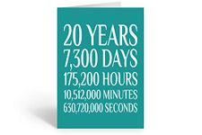 20th Anniversary Card, Birthday Card - Happy 20th Anniversary, Blank