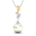 KuberBox 14KT Yellow Gold Swarna Ankur Pearl Pendant for Women