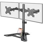 MOUNT PRO Dual Monitor Stand - Free Standing Full Motion Monitor Desk Mount Fits 2 Screens up to 27 inches,17.6lbs with Height Adjustable, Swivel, Tilt, Rotation, VESA 75x75 100x100, Black