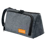 Storite Large Capacity Pencil Cases Bag, Large Pencil Pen Pouch with Handle, Cute Stationery Organizer Bag with Zipper for Students, Kids, Adults (24 x 10 x 11 Cm) (Grey)