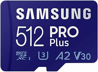 SAMSUNG PRO Plus microSD Memory Card + Adapter, 512GB microSDXC, Up to 180 MB/s, Full HD & 4K UHD, UHS I, C10, U3, V30, A2, for Android Smartphones, Tablets, GoPRO, and DJI Drone (MB MD512SA/AM)