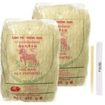 (2 Pack) Kirin Rice Vermicelli Noodles 455g + Uplabel Creations Bamboo Chopsticks