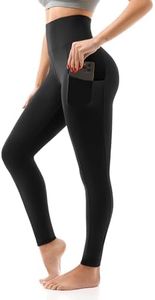 SINOPHANT High Waisted Leggings with Pockets Women, Buttery Soft Elastic Tummy Control Stretchy Yoga Pants, Black, Small-Medium