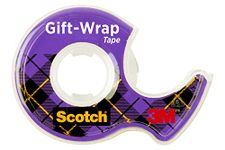 Scotch GiftWrap Tape on a Dispenser - 1 Roll - 19 mm x 16.5 m - Satin-Finish Clear Tape to Use on Gift Wrapping Paper