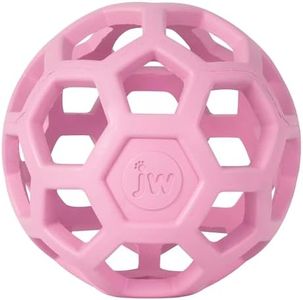 JW Pet HOL-ee Roller™, Dog Toy Puzzle Ball, Natural Rubber, Medium (4.5” Inch Diameter), Pink