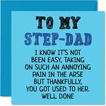 Step Dad Birthday Card - Well Done - Funny Novelty Happy Birthday Father's Day Card from Step-Son Daughter, 145mm x 145mm Beautiful Birthday Greeting Cards for Step Father Dad Daddy Papa