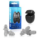 Ear Plugs for Swimming, 2 Pairs Waterproof Silicone Reusable Noise Reducing Ear Plugs for Swimming, Shower, Work, Sleep, Study and Other Loud Events Grey