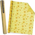 ERKOON Beeswax Food Wraps 1 Meter Roll 13 x 39 Inch Reusable Beeswax Wraps Eco-Friendly Sustainable Food Storage Wraps for Sandwich, Cheese, Fruit, Bread, Snacks (Flower Pattern)