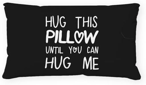 Sufamb Hug This Pillow Until You Can Hug Me Throw Pillow Covers Decor for Bedroom,12''x20'' Pillow case, Boyfriend Girlfriend Birthday Gifts，Long Distance Relationships Gifts（Black）(20x12in)